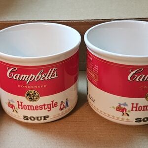 Pair Of Campbell Soup mugs circa 1989 Homestyle like new VINTAGE & Collectible.